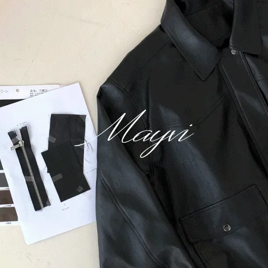 [봄더비🌼/Mayvi/봄] Gaze 비건 레더 블루종 점퍼