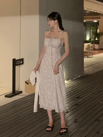 [휴양지룩/러블리/나시원피스] 프리티 플라워 나시 롱 원피스