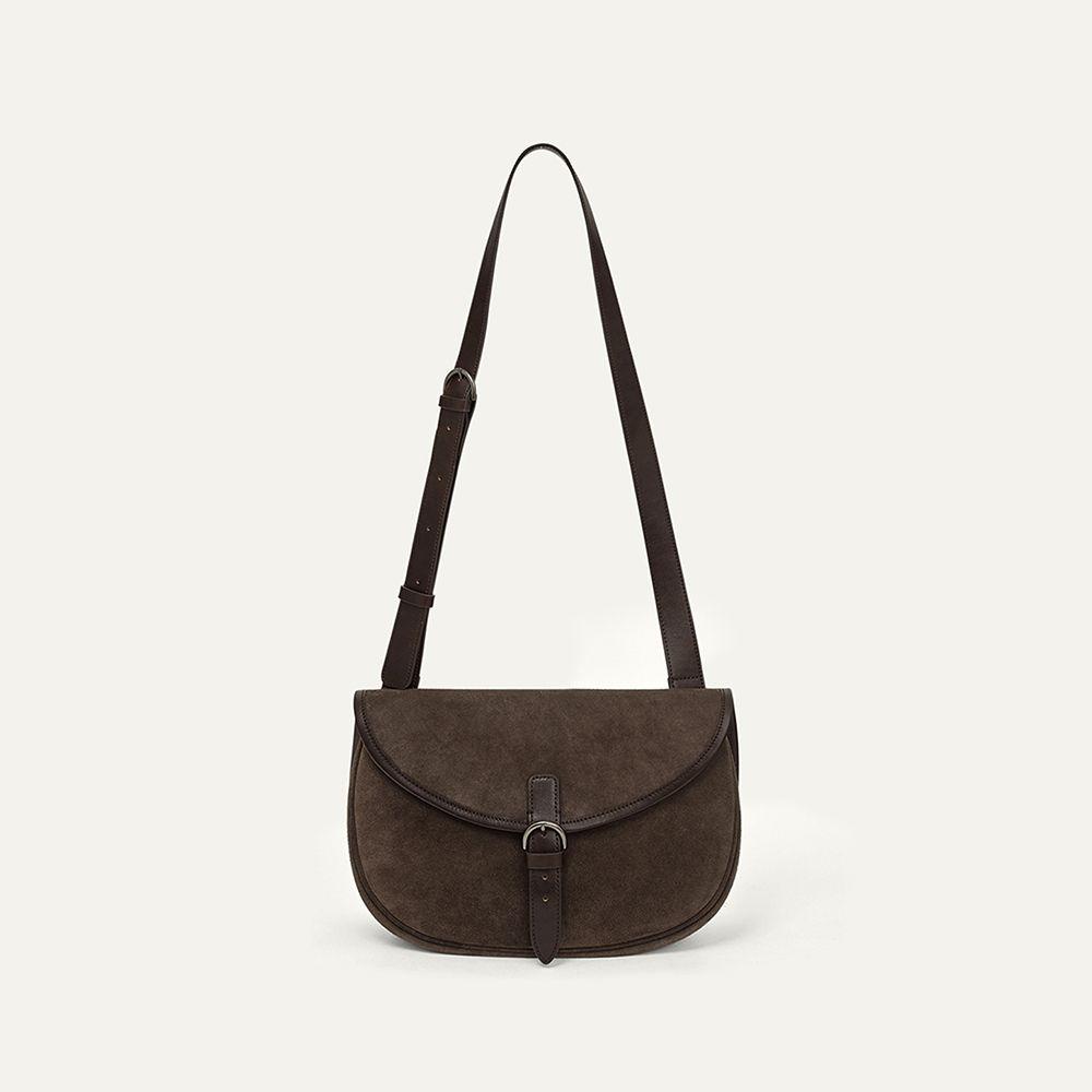 Margo Suede Crossbody Bag Charcoal-Brown