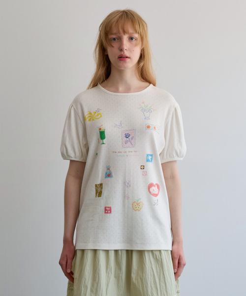 Diary puff t-shirt, Cream