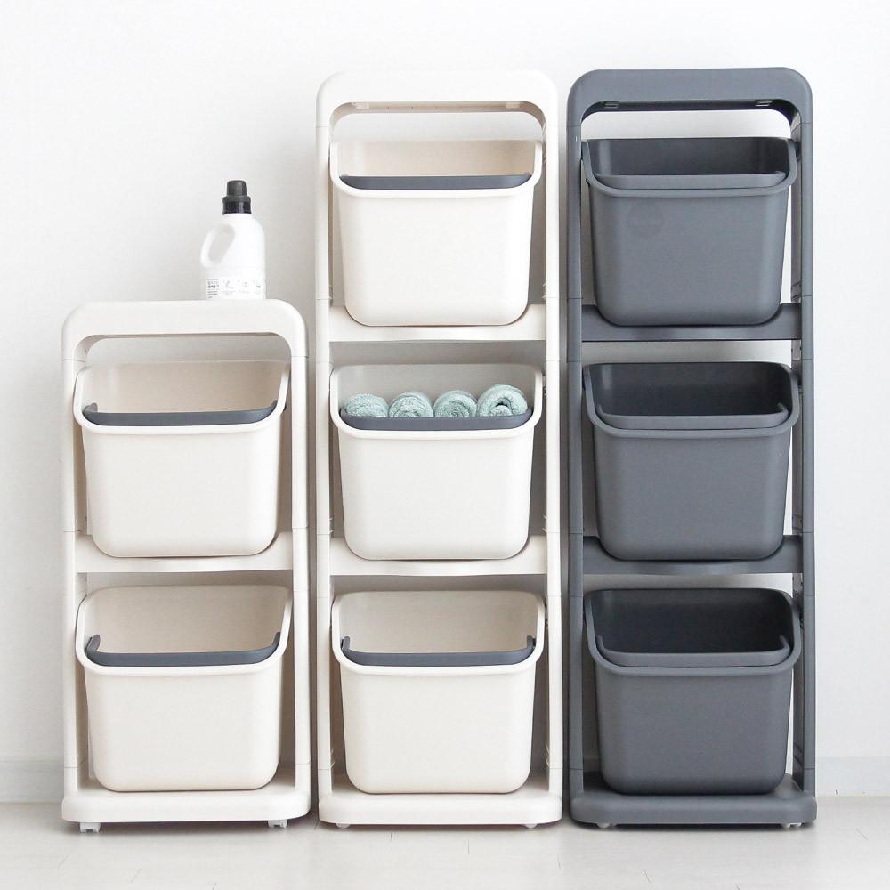 올리빙 도트 스탠드 분리수거함 바구니 2개 + 스탠드 2단 1개