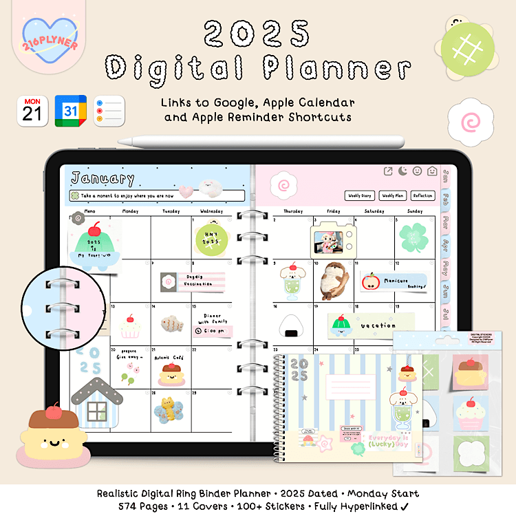 2025 Digital Planner (Ring binder design) | Webudding