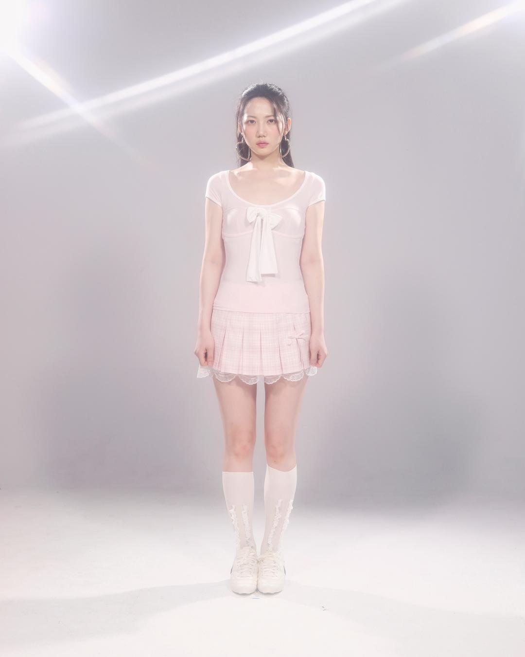 Ribbon Tie Top(Baby Pink)