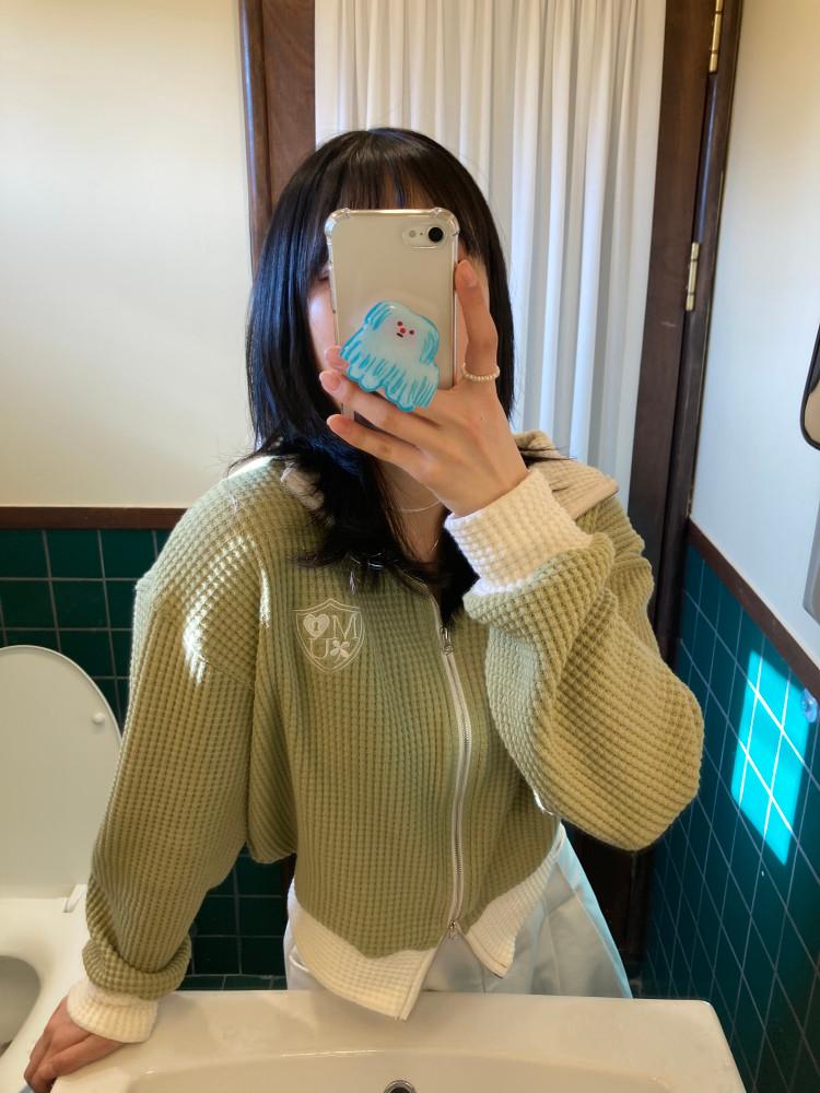 여자 사계절 MUMU 자수 엠보 카라 투웨이 집업 가디건