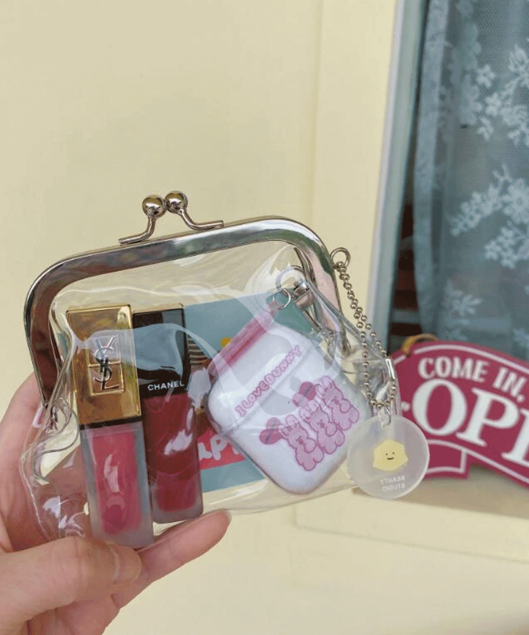 미니 투명 똑딱이 PVC 다용도 파우치 동전지갑