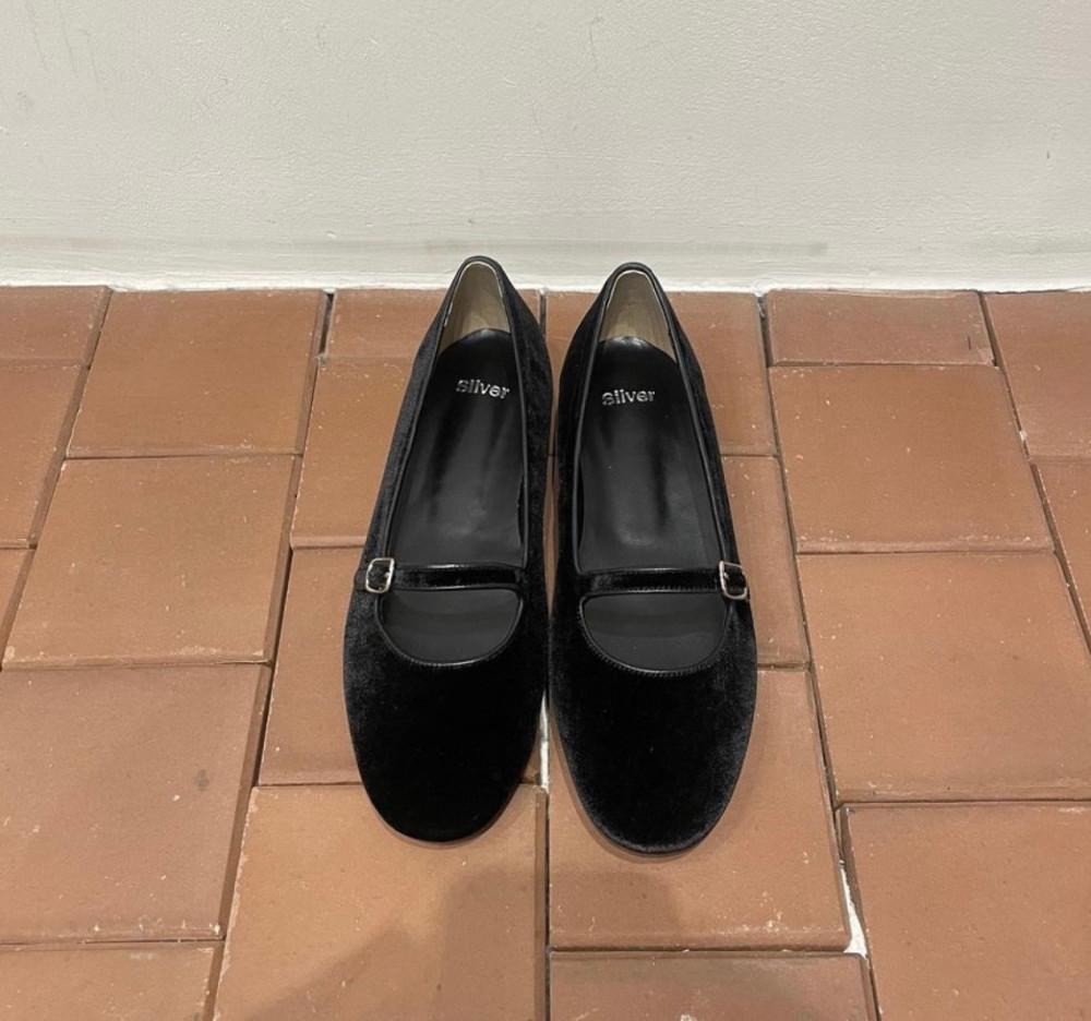 [세일 SALE 벨벳블랙 225 실버 240 245 당일배송] silver 실버 소프트 실버메리제인 플랫슈즈 (램스킨100)
