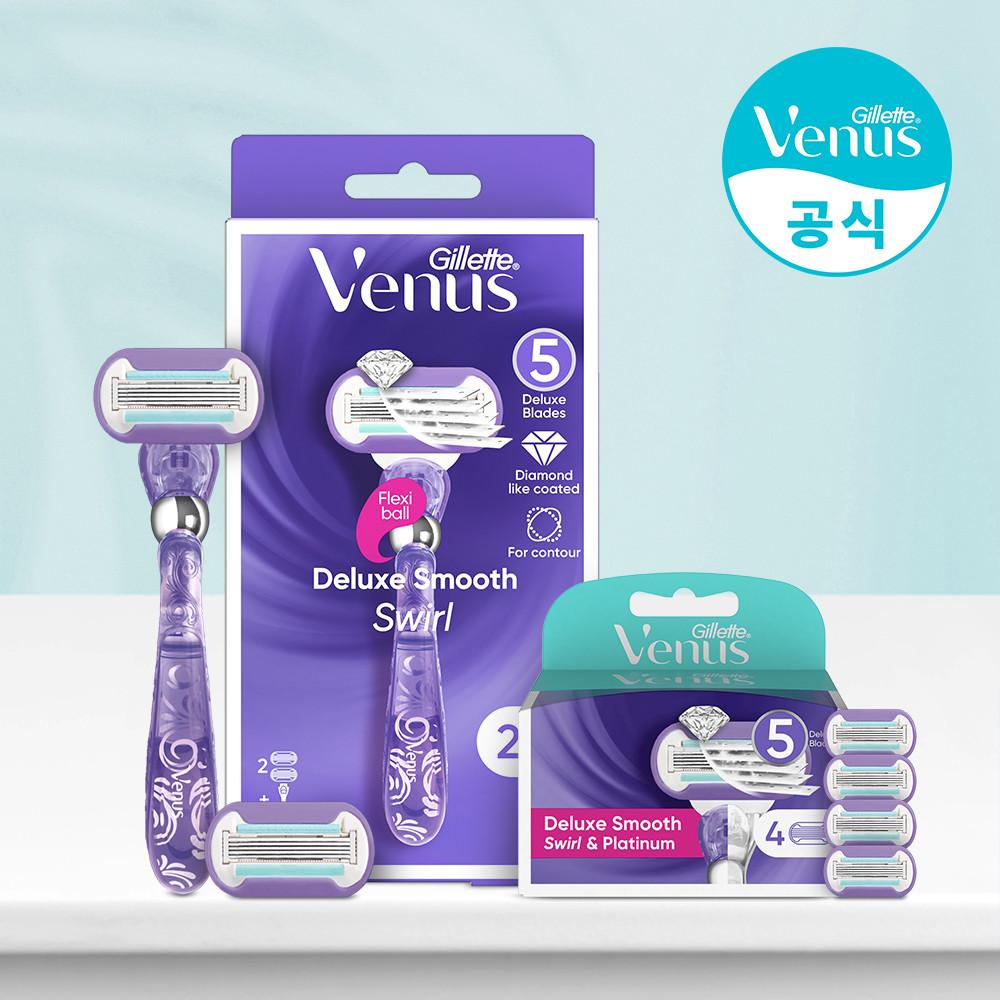질레트 비너스 스월 여성용 면도기 핸들 1입+면도날 6입