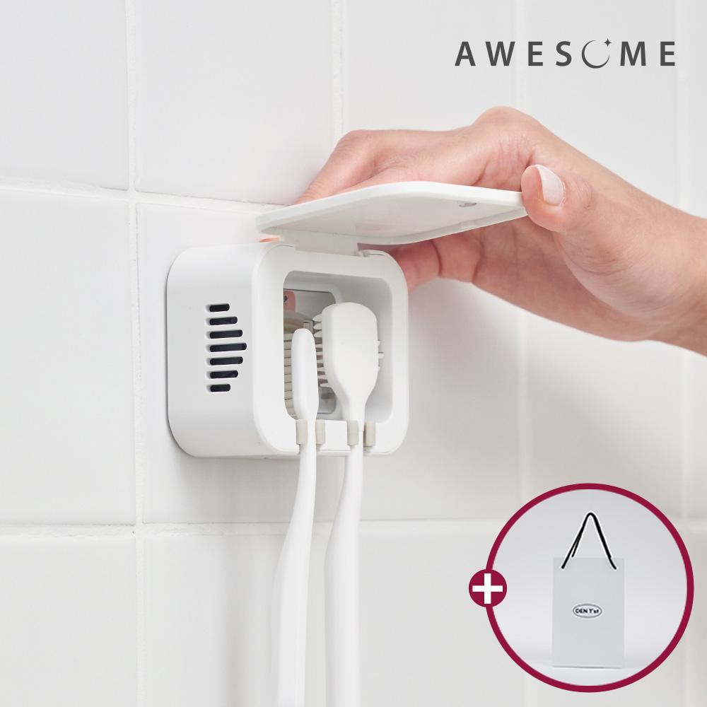 "집들이 선물" [어썸] 무선 2구 히팅건조 칫솔살균기 + 혀클리너 + 칫솔 + 쇼핑백