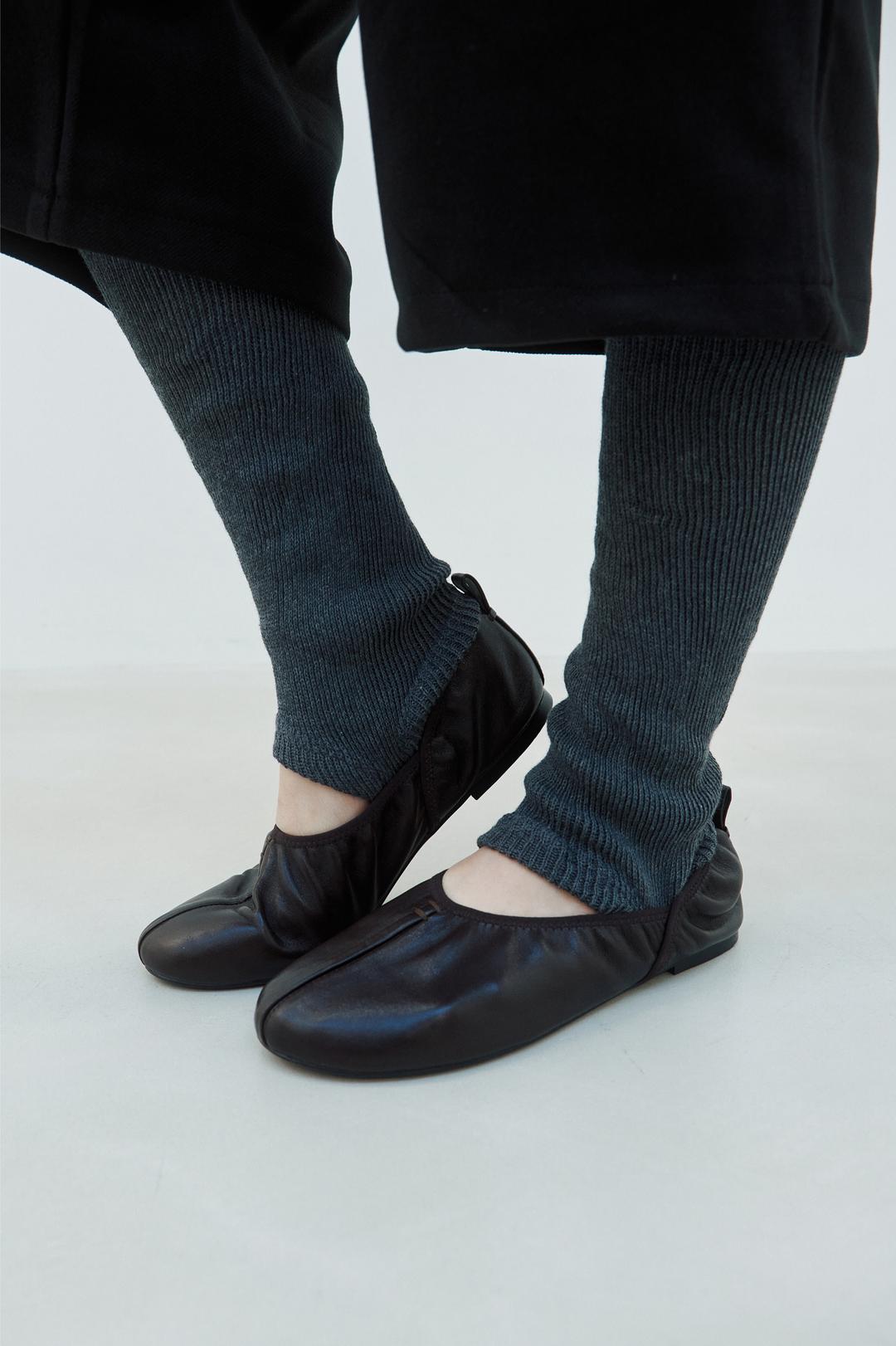 SHIRRING BALLET FLAT (ORGAN BROWN)