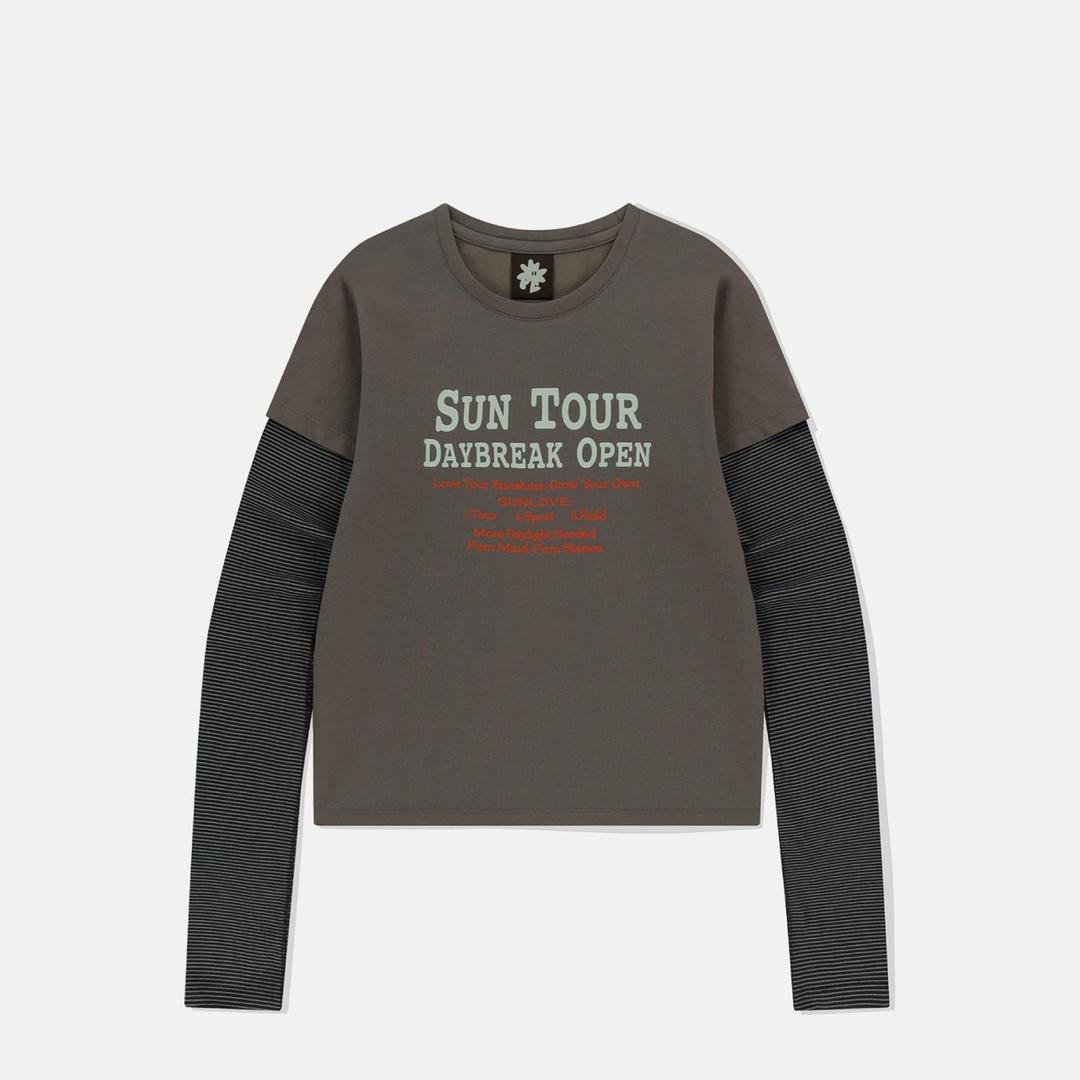W SUN TOUR Layered L/S Tee Taupe