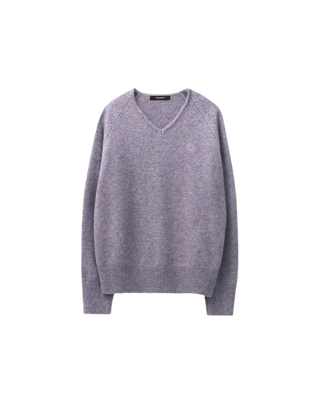 MERINO WOOL V NECK KNIT (VIOLET)