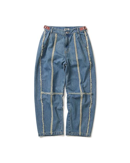 Ragged denim pants / Light blue