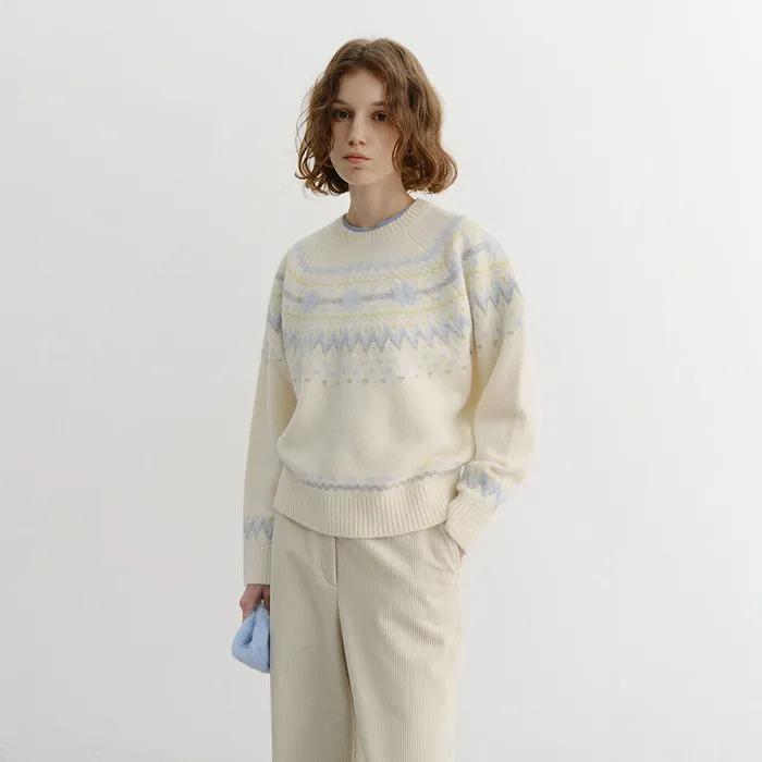 UNISEX FAIRISLE SWEATER CREAM_UDSW5D136CR