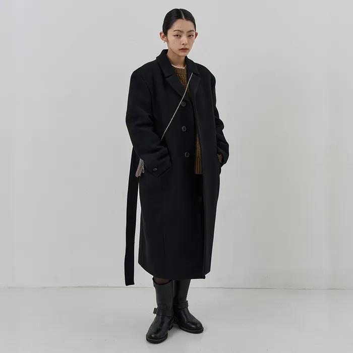 (w) 로우 퍼스트 울 코트_블랙