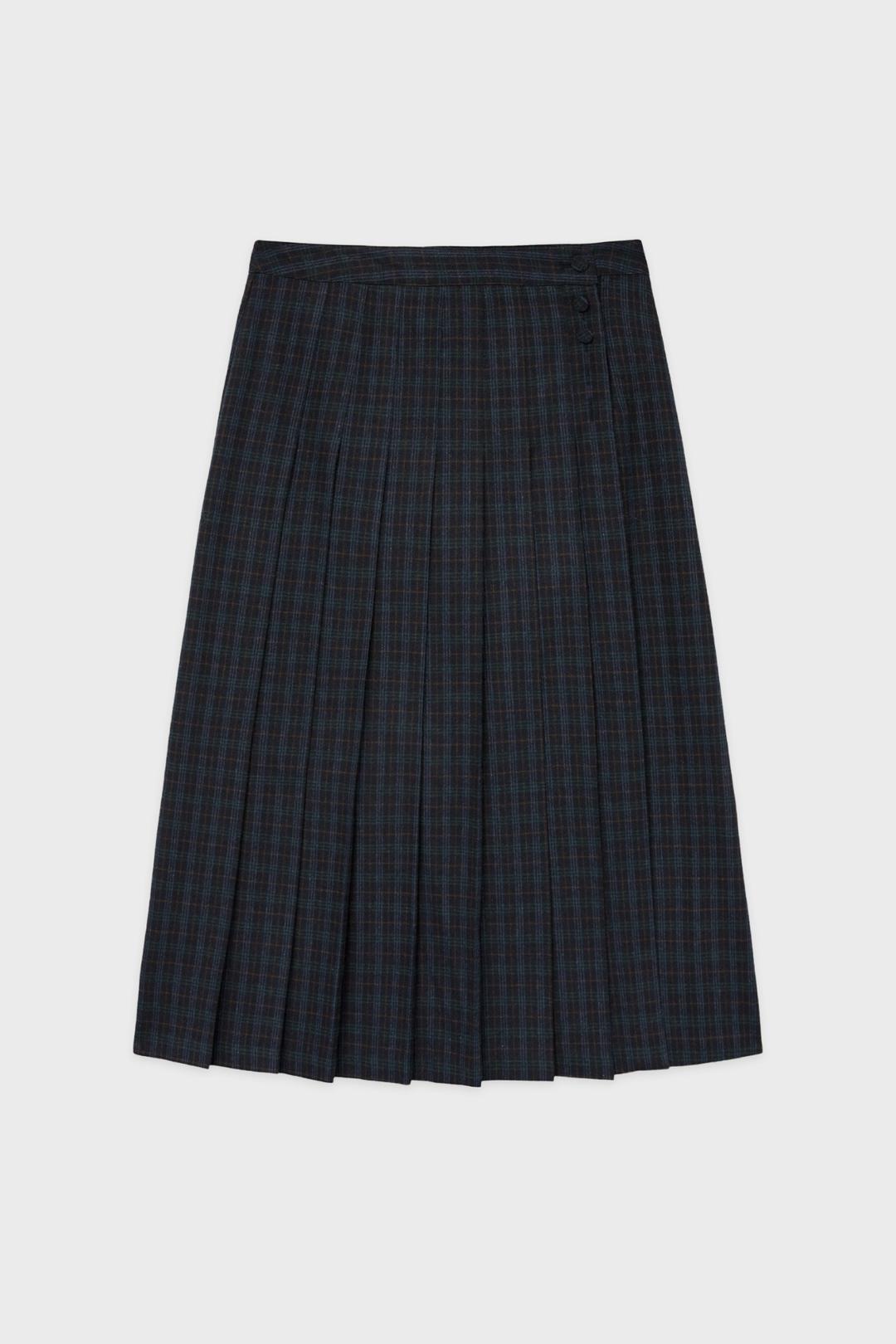 SN Pleated Wrap Skirt (Navy)