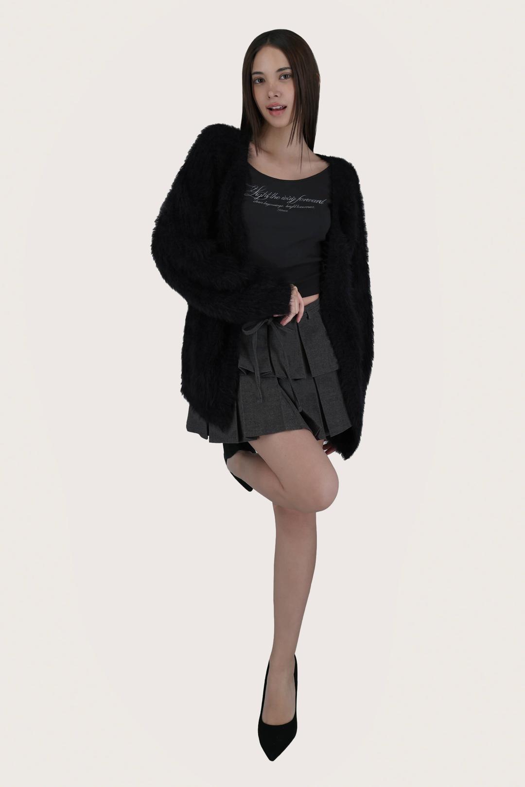 Sugarplum hairy cardigan, Black