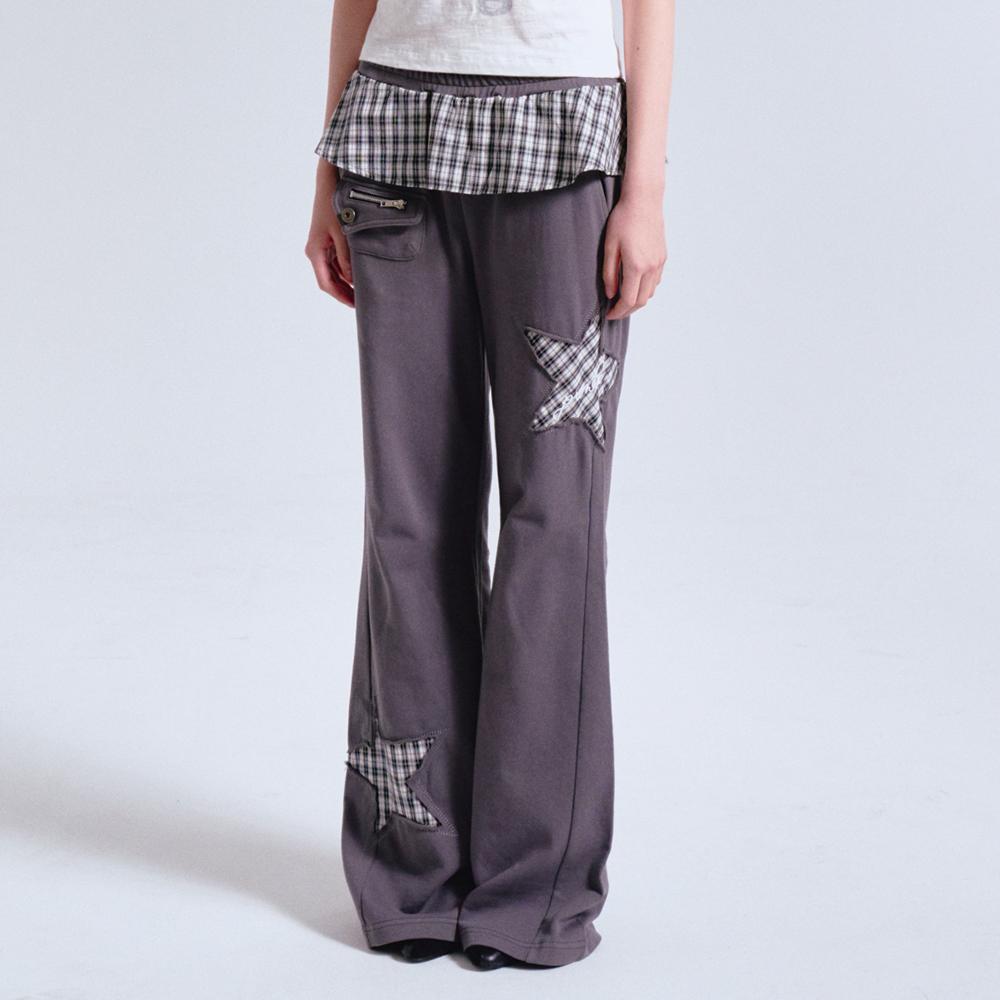 [8/26예약배송] CHECKED FRILL SKIRT CUT-OFF BOOTS CUT PANTS CHARCOAL