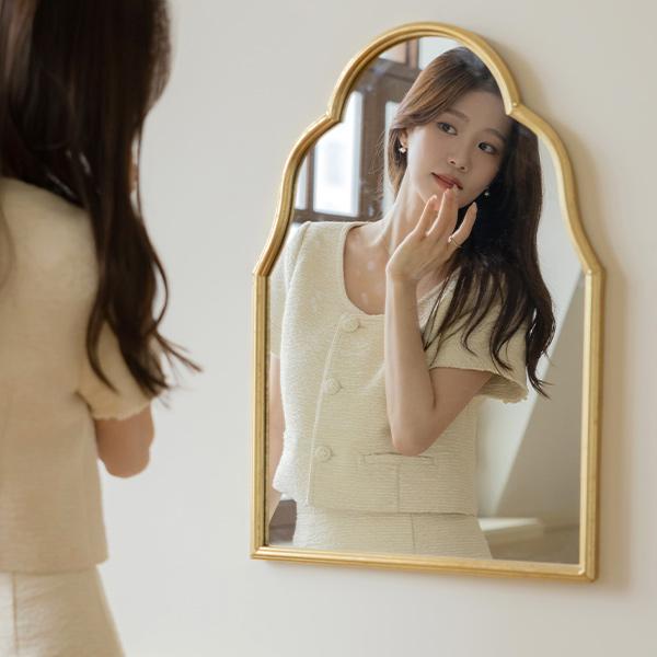 허니 트위드 크롭 셋업 자켓
