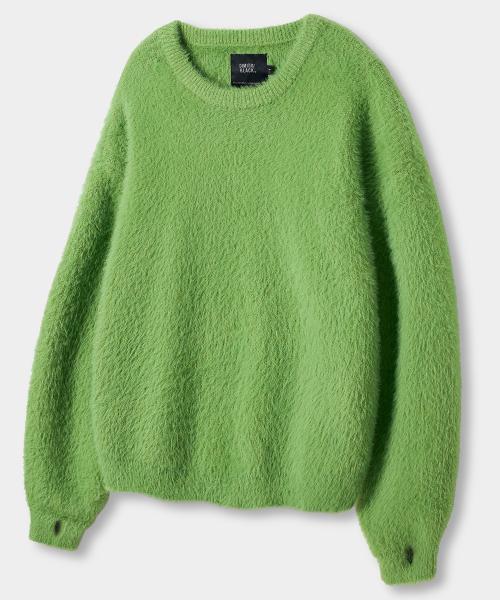 에센셜 헤어리 라운드 니트_라이트 그린