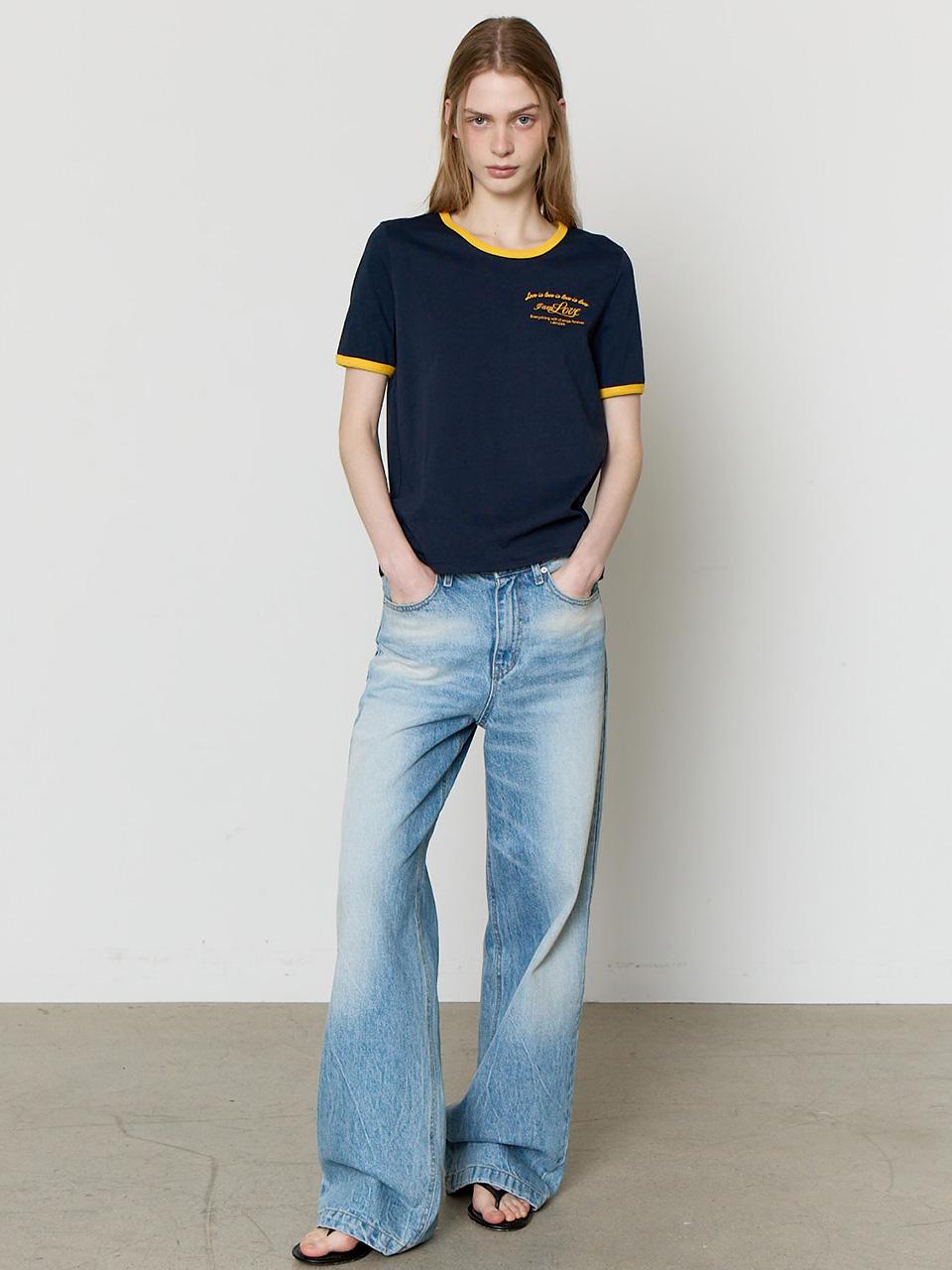 WASHED WIDE DENIM PANTS [MIDDLE BLUE]