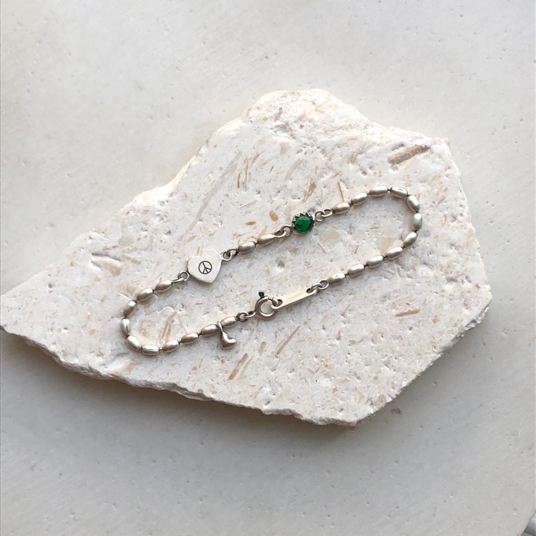 Slim ballchain Bracelet _ Heart pendant (Ball chain)