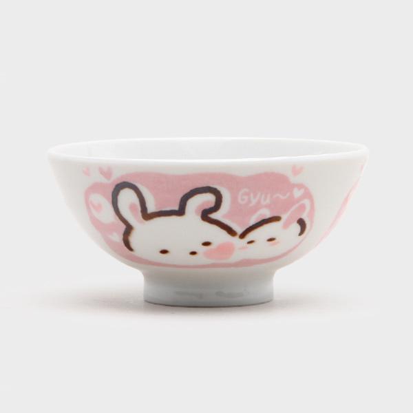 일본제 미농구이 귀여운 밥공기(토끼), (지름 약10.5 cm)