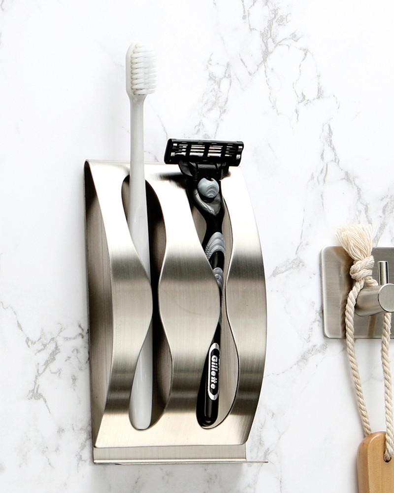 이우아여사 3M 강력부착 호텔식 스테인레스 무타공 칫솔꽂이 2구(CRM0022)