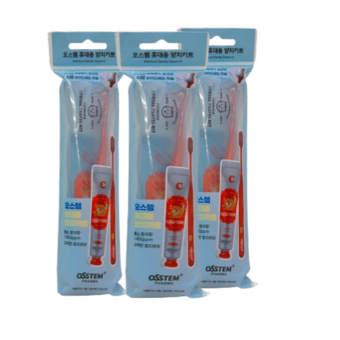 무적타이거 뚱랑이 양치세트 여행용 치솔 치약 세트, 1개입, 4cm, 3개 - 치간칫솔 | 쿠팡