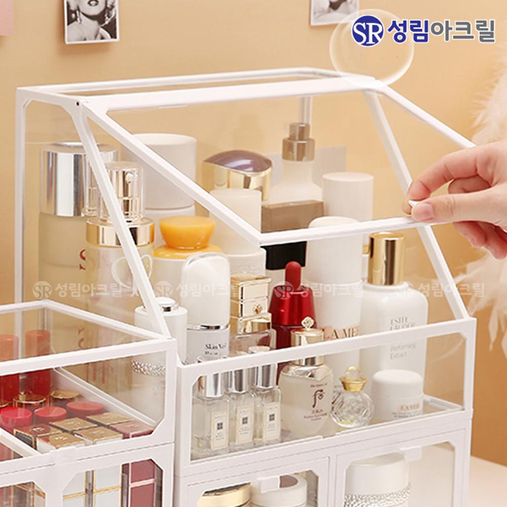 화장품 정리함 투명 화장대 정리대 유리 서랍 보관함 뚜껑있는 GW MT