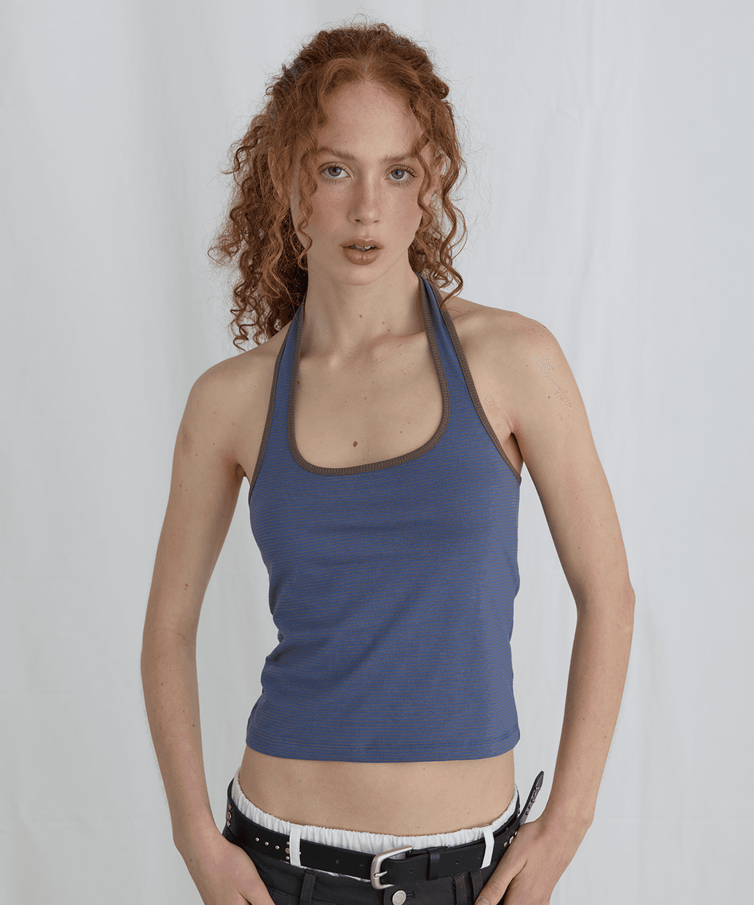 STRIPE HALTER TOP - BLUE