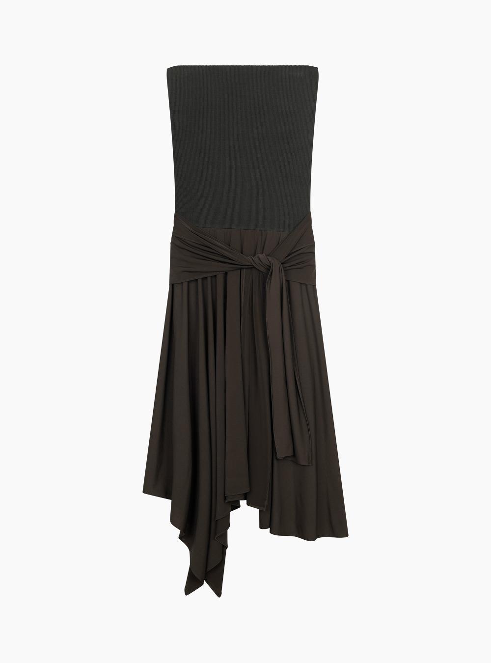 RIBBED JERSEY DRESS (BROWN)
