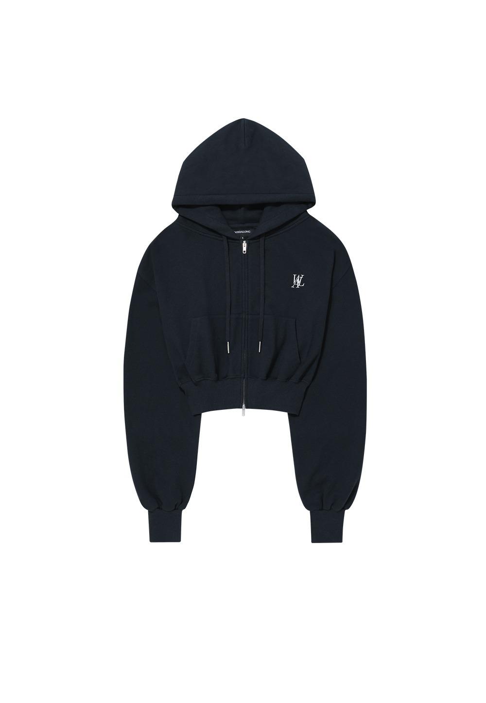 Signature crop hood zip-up - NAVY