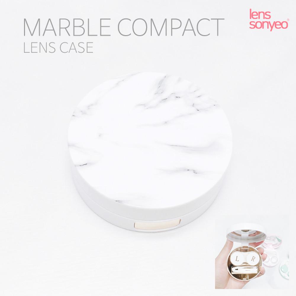 렌즈소녀 마블패턴 컴팩트 렌즈케이스 손거울 여행용 휴대용 소프트 렌즈통 대리석 무늬