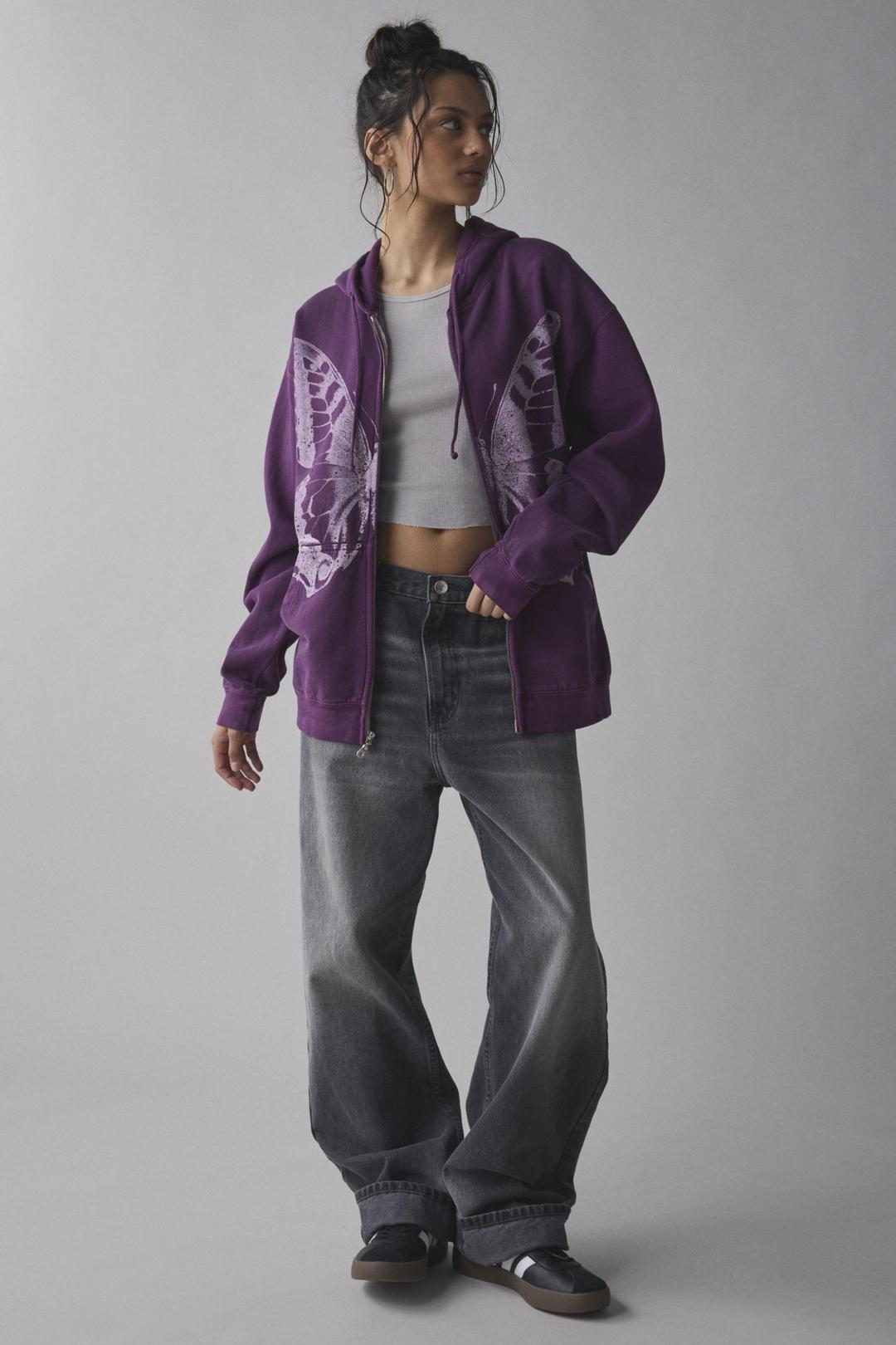 Project Social T butterfly graphic zip-up hoodie sweatshirt