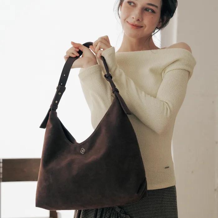 [29CM 단독]아이비 스웨이드 호보백_딥브라운
