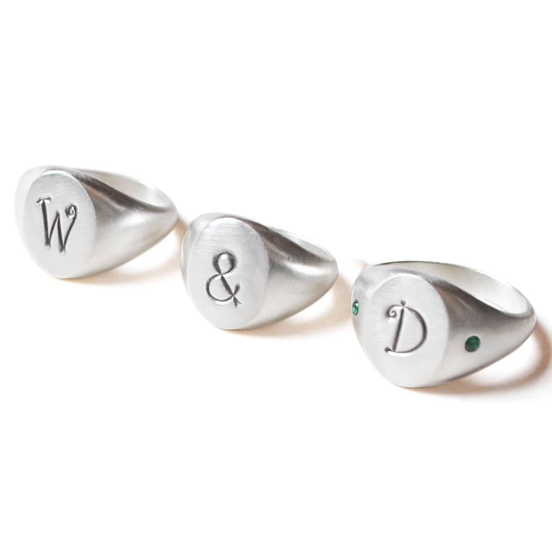 Curly Stamp Thin Ring (Gemstone ver.)