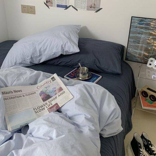 무지 배색 파스텔 컬러 침구 4세트 이불 베개커버 패브릭 10colors