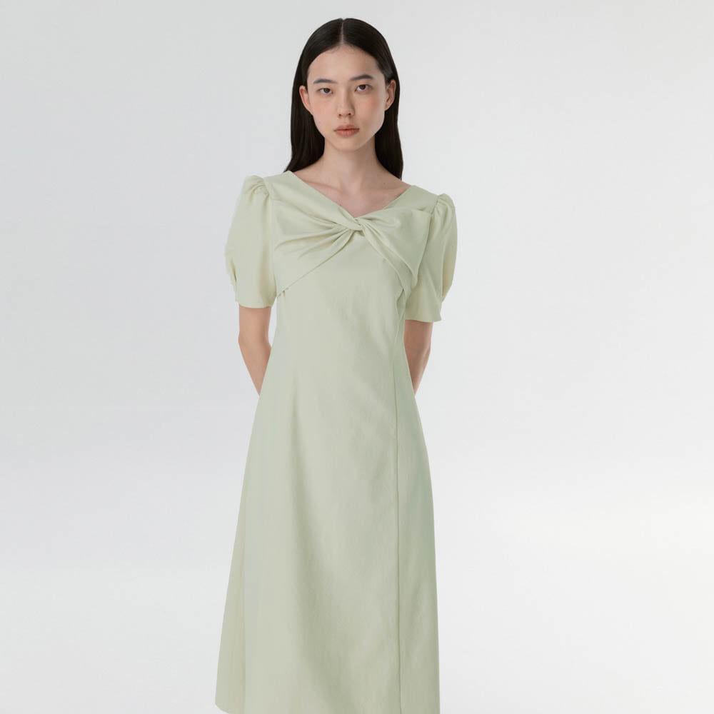 CO TWIST PUFF SLEEVE DRESS_LIGHT GREEN