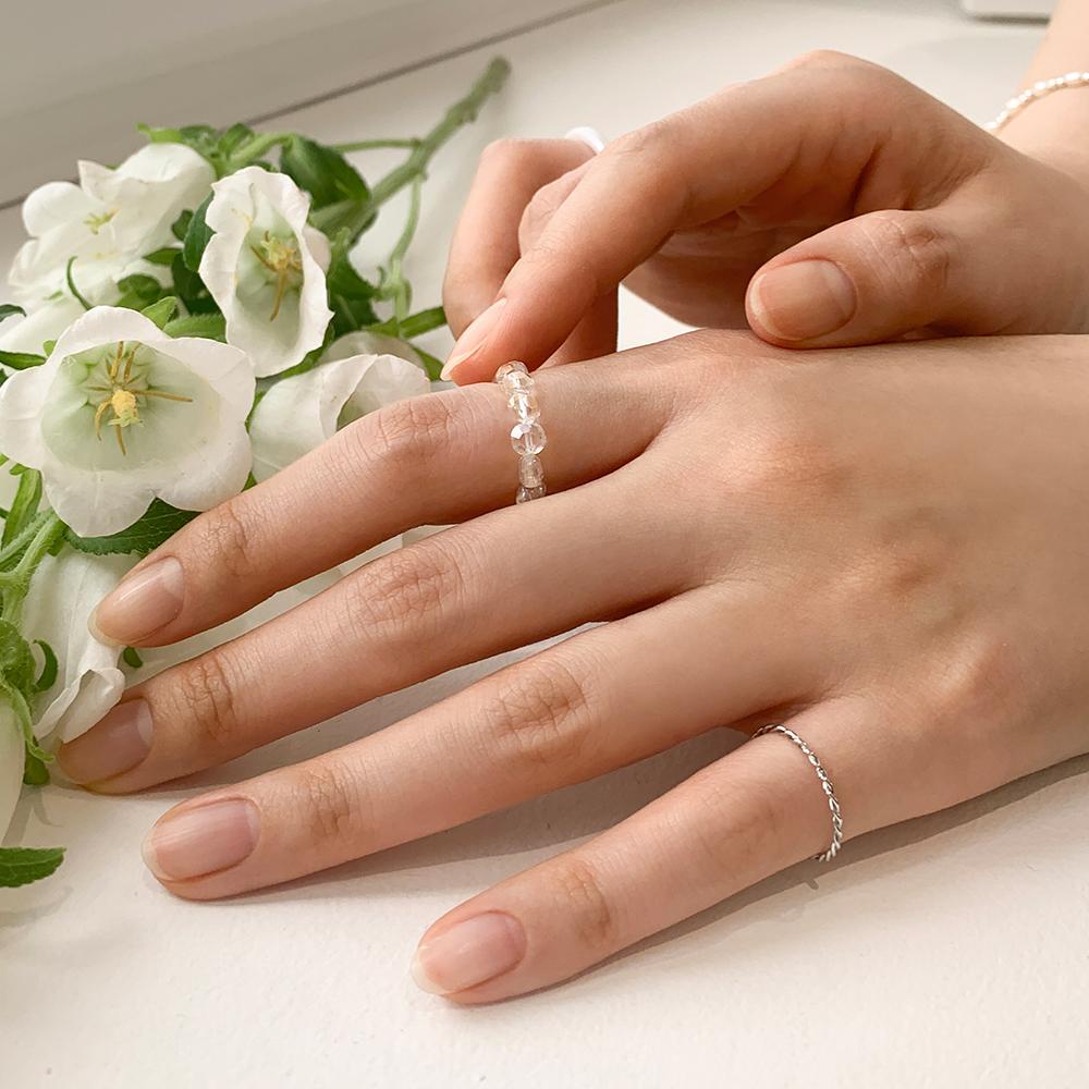 [당일] 5set 진주 볼 아크릴 크리스탈 비즈 실 반지 세트