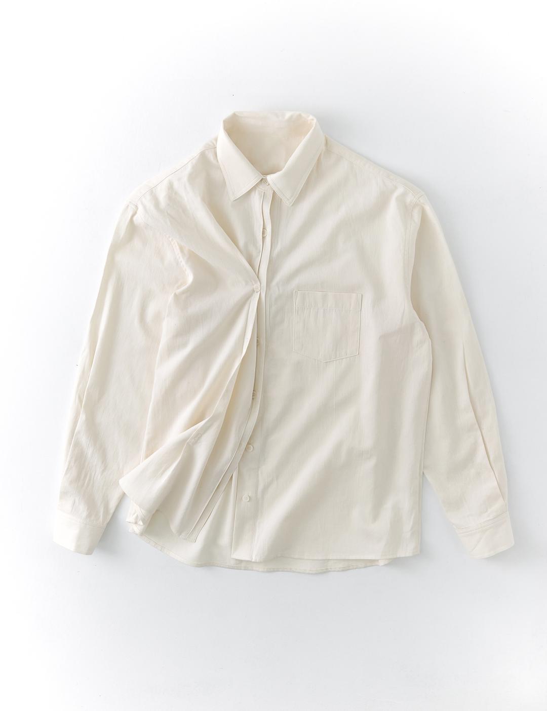 Half hidden placket shirts (cream)
