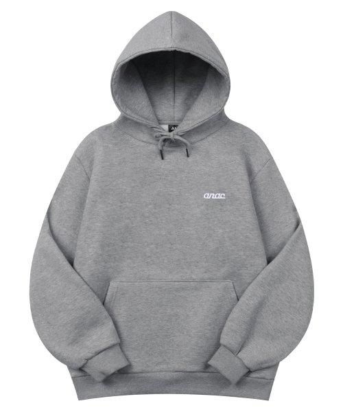 에센셜 시그니쳐 자수 후드티_그레이