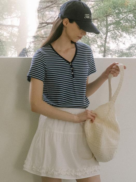 Neck line stripe cotton t-shirt TISU03TS18_Sky blue