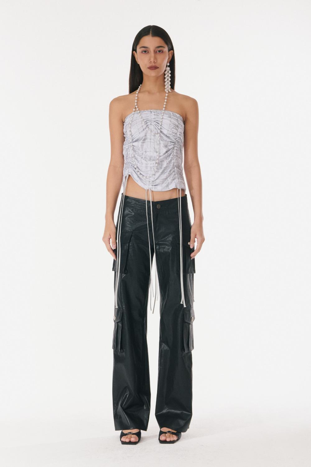 COATED CARGO POCKET PANTS_BLACK