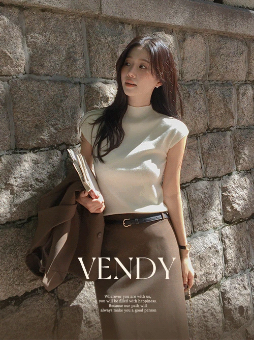 벤디 반목 캡소매 베이직 니트(출근룩/데일리룩)