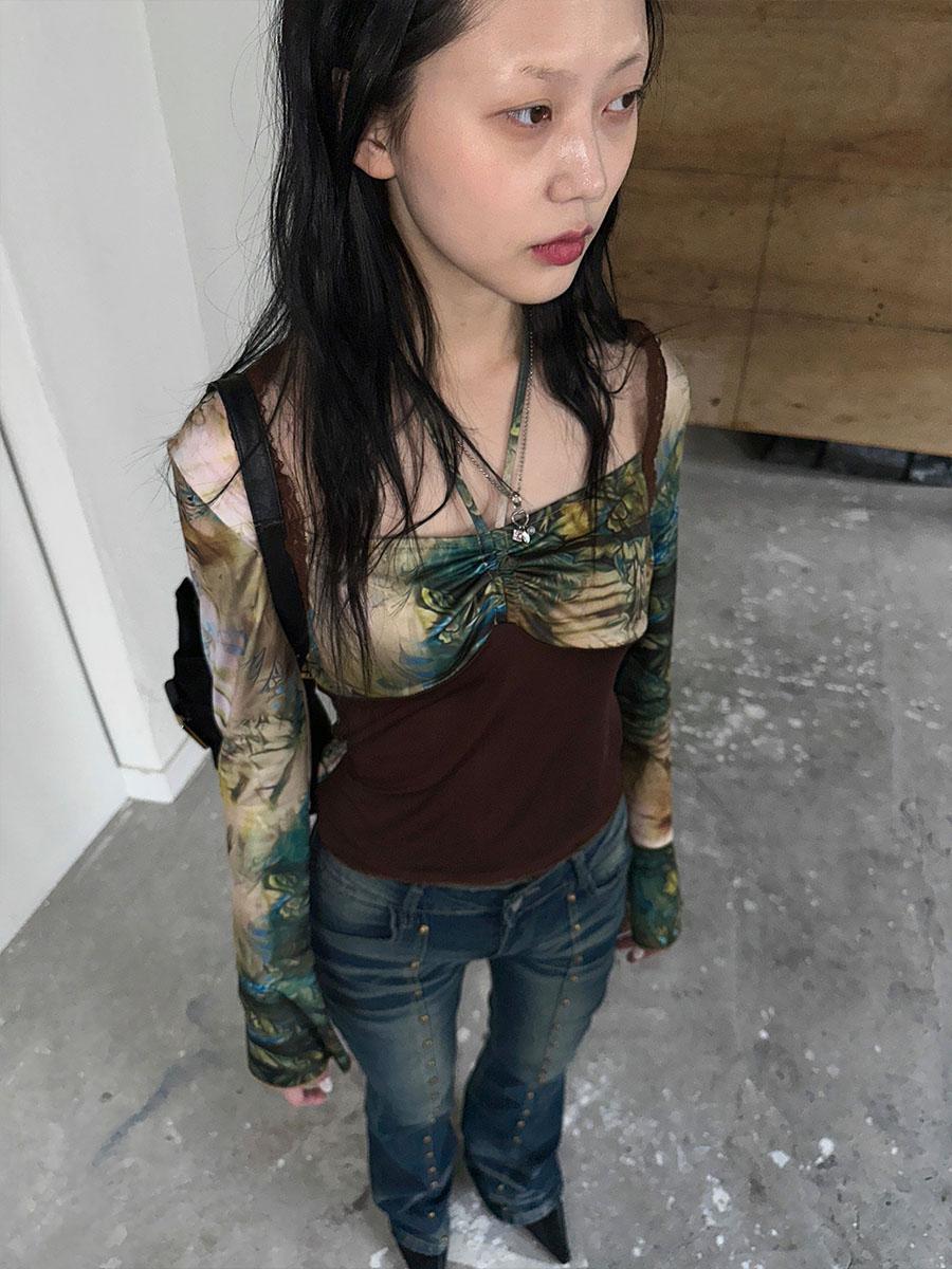 Bohemian shirring top
