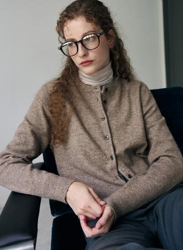 COLOR LINE WOOL CARDIGAN [M.BROWN]