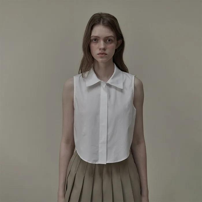 Sleeveless Cotton Shirt - White