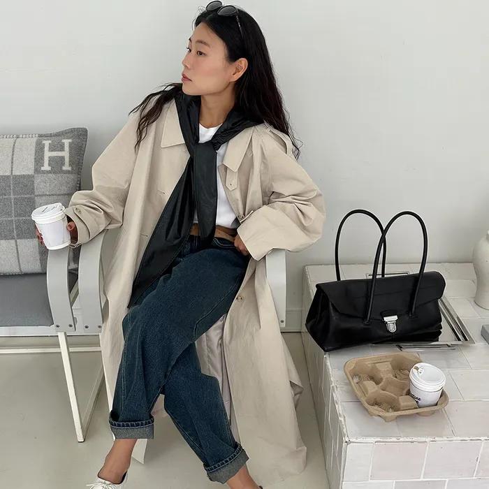 25 Fall_ Beige Trapeze Trench Coat