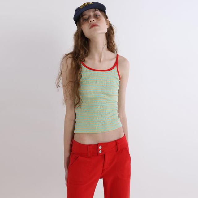 Wrinkle Double Inner Sleeveless (Mint/Red)