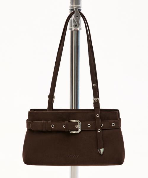 스웨이드 버클 스트랩 토트 숄더백 _ 다크 브라운